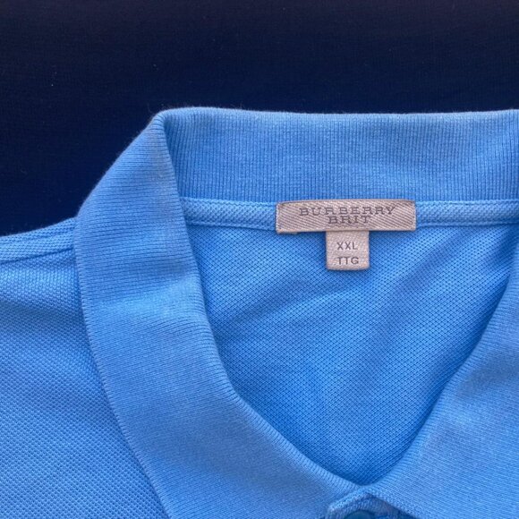 Burberry Brit Men’s Sky Blue Short Sleeve Polo 100% Cotton Embroidered Logo XXL - Picture 9 of 17